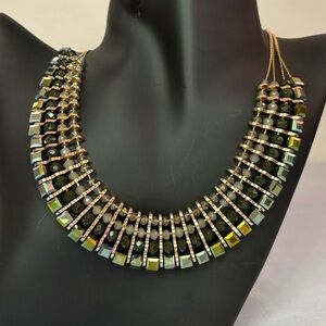 Cleopatra Egyptian-Inspired 4 Layer Collar/Bib Necklace of Iridescent Beads
